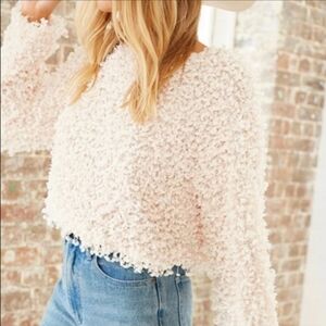 Fate Cream Colored Shaggy Cropped Sweater Size Small